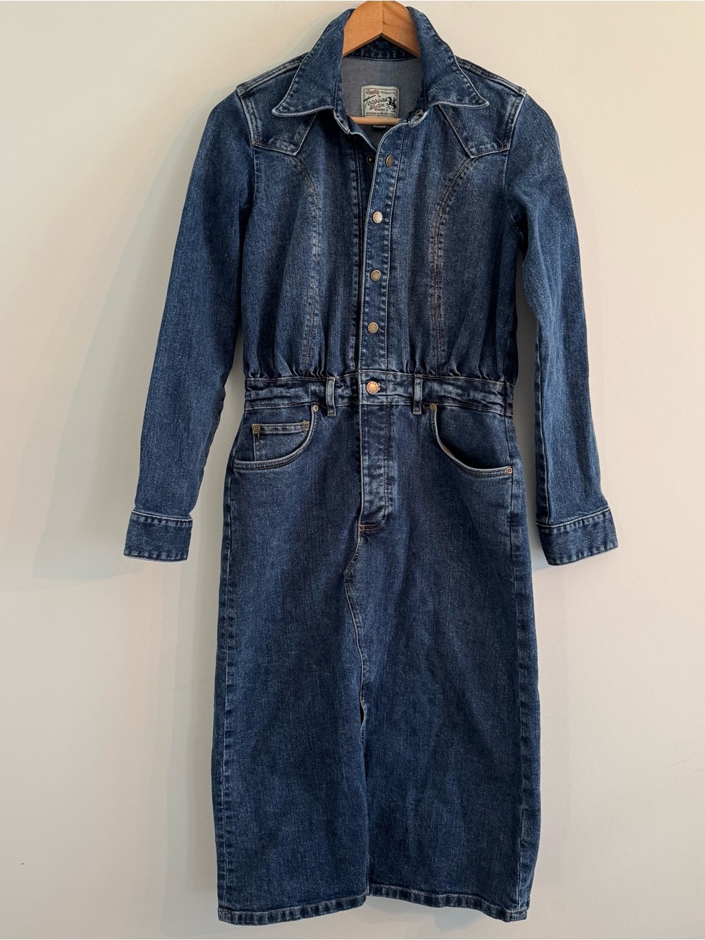 Tecovas Women's Long Sleeve Denim Midi Dress Size Small